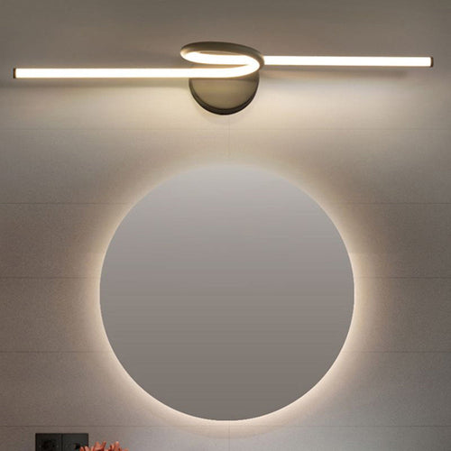 Arisha Modern Arc Wall Lamp, Silver, Metal/, Front Mirror Vanity