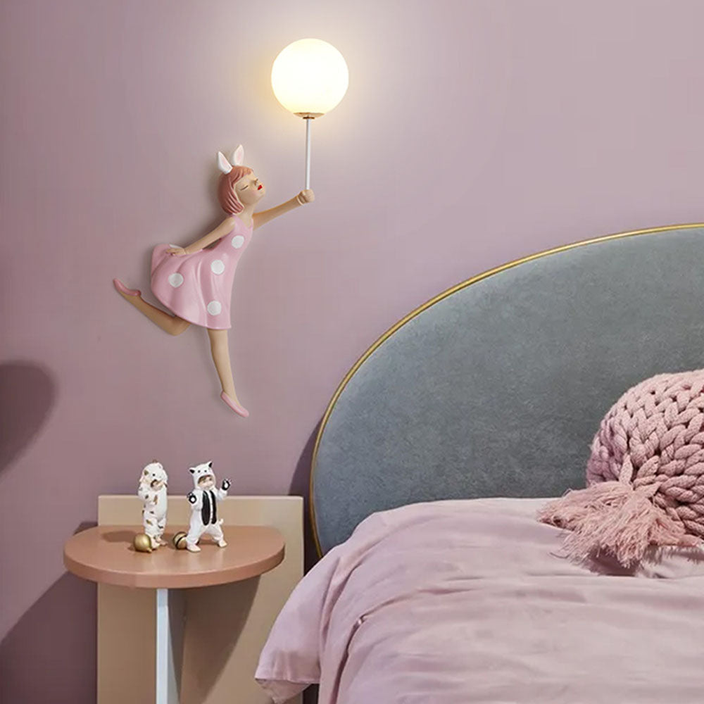 Arisha Modern Balloon/Girl Shape Pink Wall Lamp