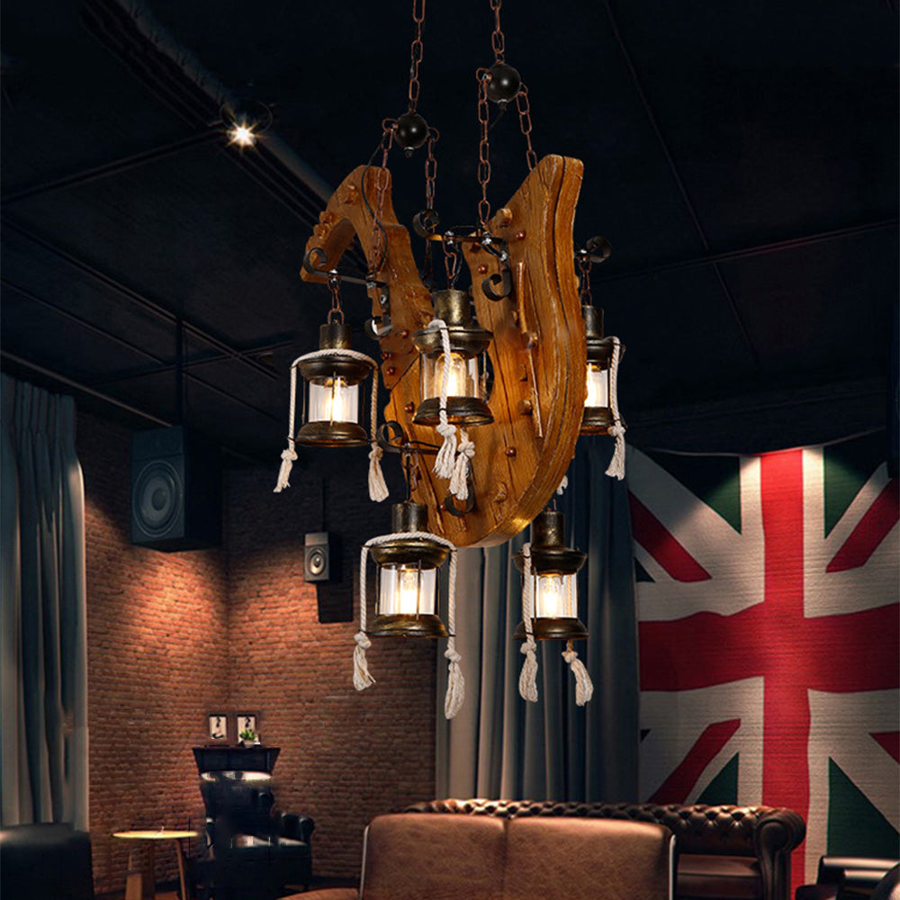 Epoch Retro Saxophone Metal/Wood Pendant Light, Walnut