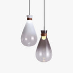 Valentina Minimalist Teardrop Shaped Glass Pendant Light, Smoke Gray/White