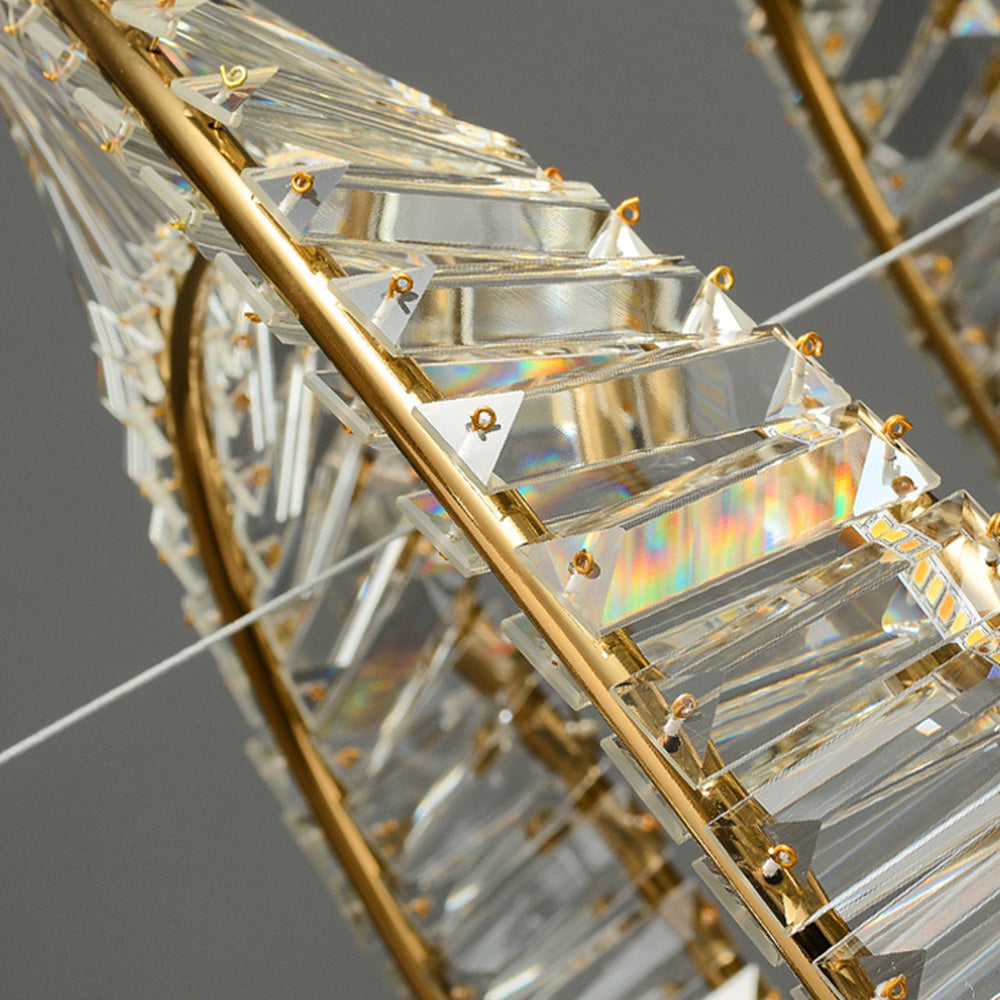 Kristy Modern Luxury Round Glass Chandelier, Gold