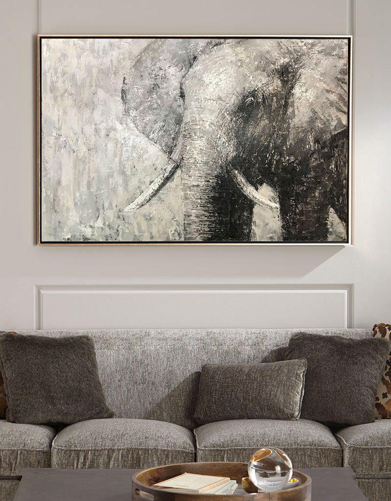 Monochrome Elephant Oil Painting