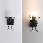 Arisha Modern Decorative Man Metal Wall Lamp, White/Black