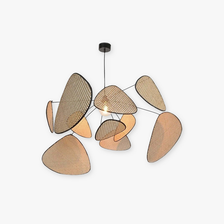 Ritta Pendant Light Leaf Grid, Rattan/Metal, Bedroom
