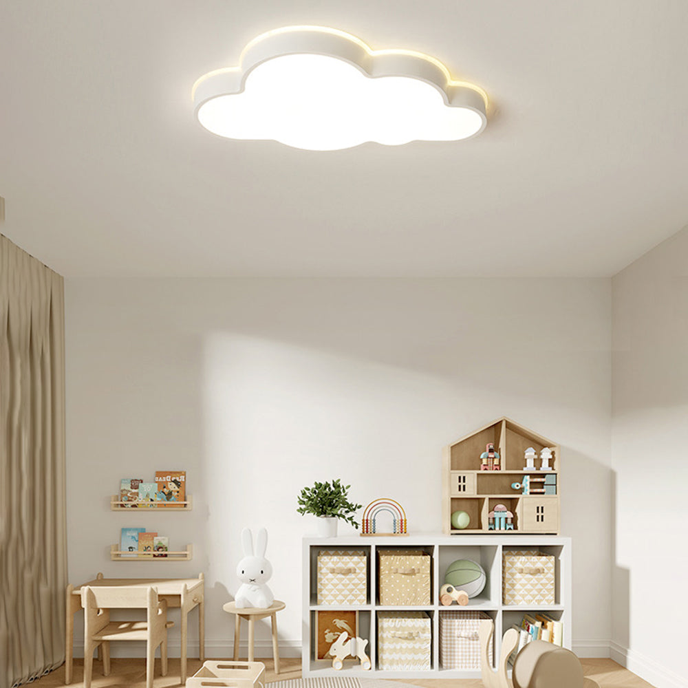 Arisha Modern Flush Mount Cloud Ceiling Light, White, Metal