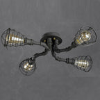 Alessio Industrial Flush Mount Ceiling Light, Black/Brass