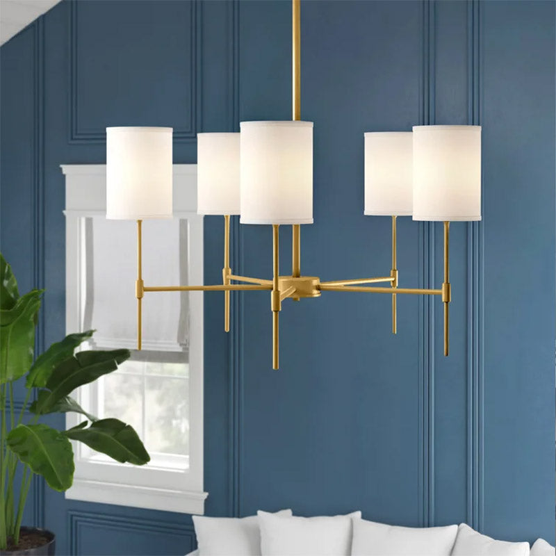 Silva Modern LED Chandelier Black/Gold Metal/Fabric Bedroom/Living Room