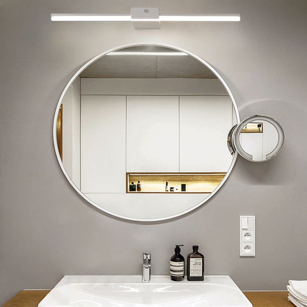 Arisha Minimalist Linear Metal Wall Lamp, Black/White, Bathroom