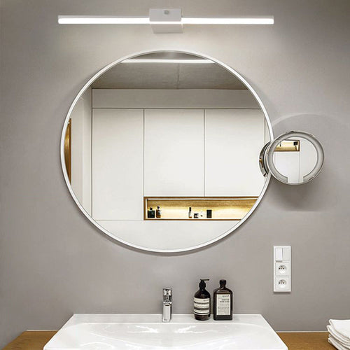 Arisha Minimalist Linear Metal Wall Lamp, Black/White, Bathroom