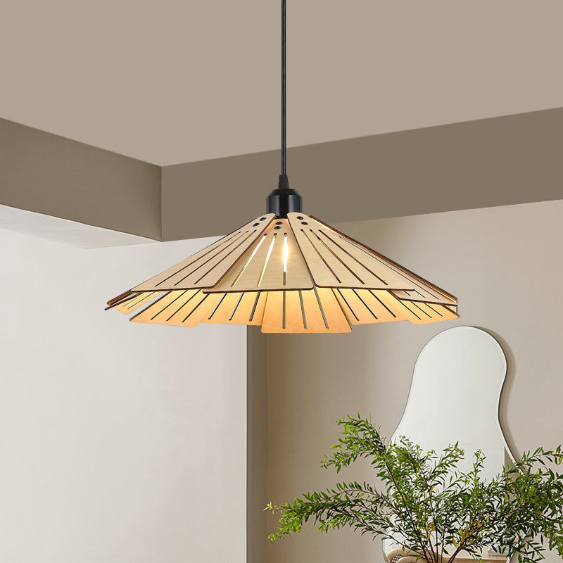 Arisha Retro Pendant Light, Metal & Wood