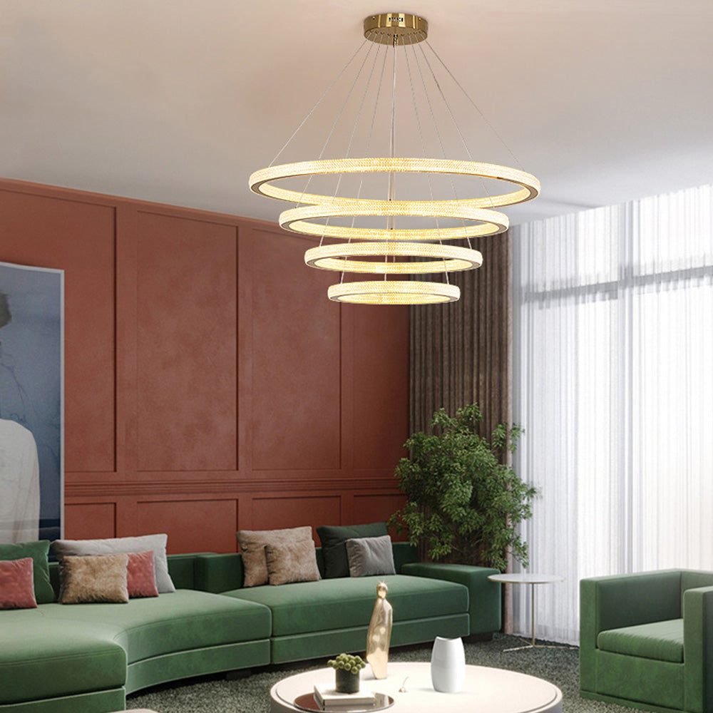 Kristy Contemporary Gold Luxury Ring Pendant Light