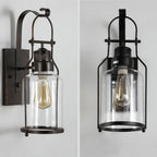 Silva Vintage Lantern Glass/Metal Wall Lamp, Black/Rusty
