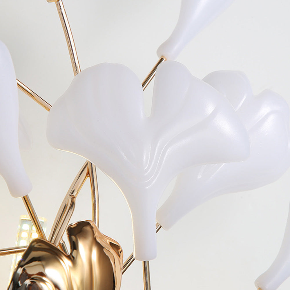 Olivia Decorative Flower in Golden White Ceramic Wall Lamp