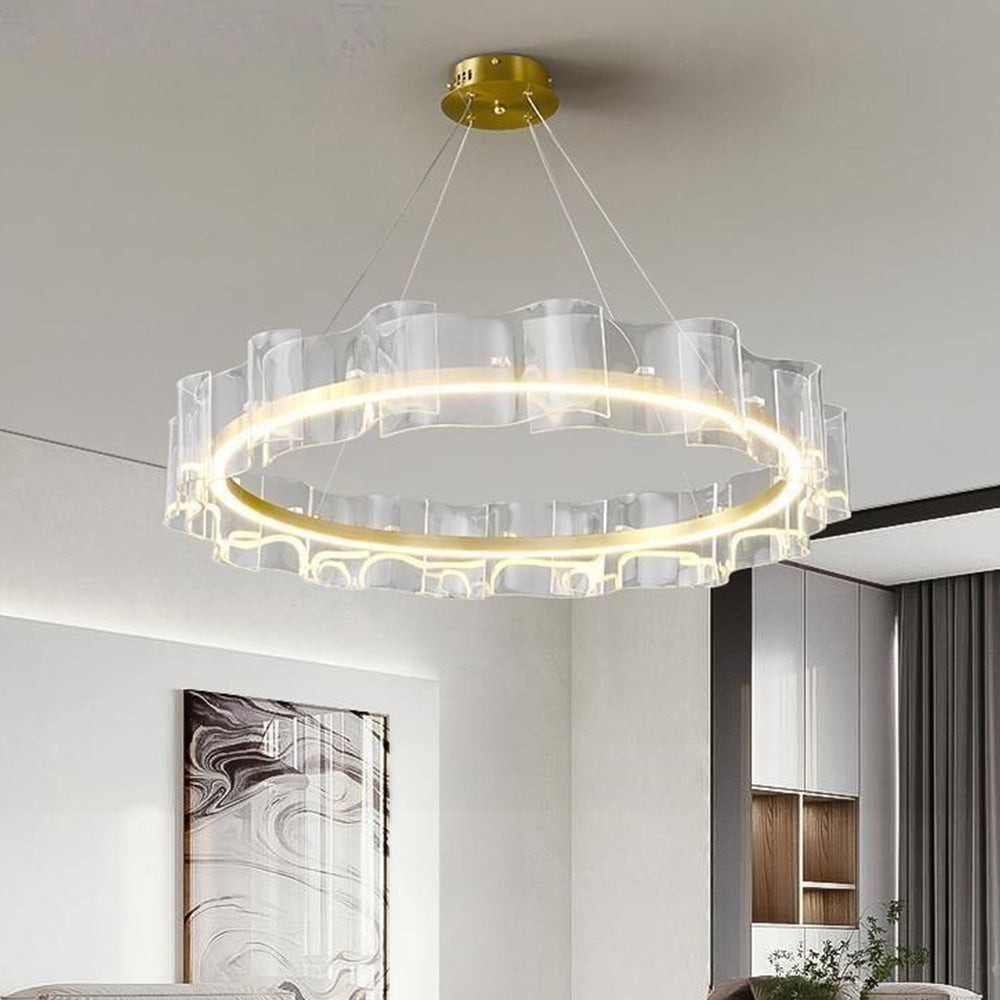 Arisha Creative Ring Metal/Arcylic Pendant Light, Gold