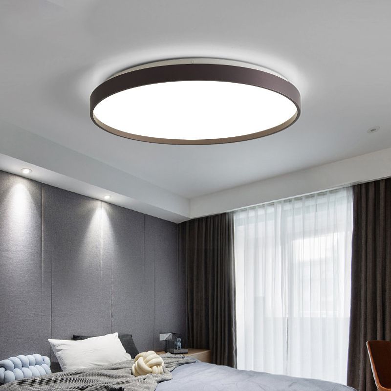Arisha Minimalist Round Metal/ Flush Mount Ceiling Light, White/Coffee/Grey/Gold