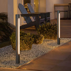 Ray Metal Cylindrical Linear Strip Outdoor Path Light, Black