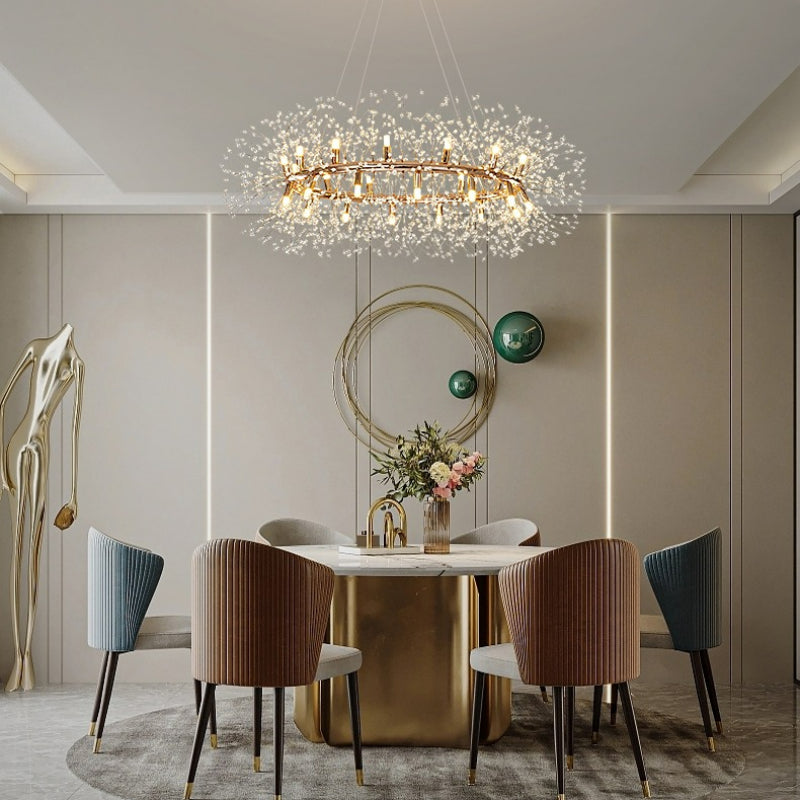 Arisha Modern Dandelion LED Pendant Light GoldCrystal Bedroom/Living Room