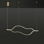 Arisha LED Linear Minimalist Wave Golden Leaf Shaped Pendant Light