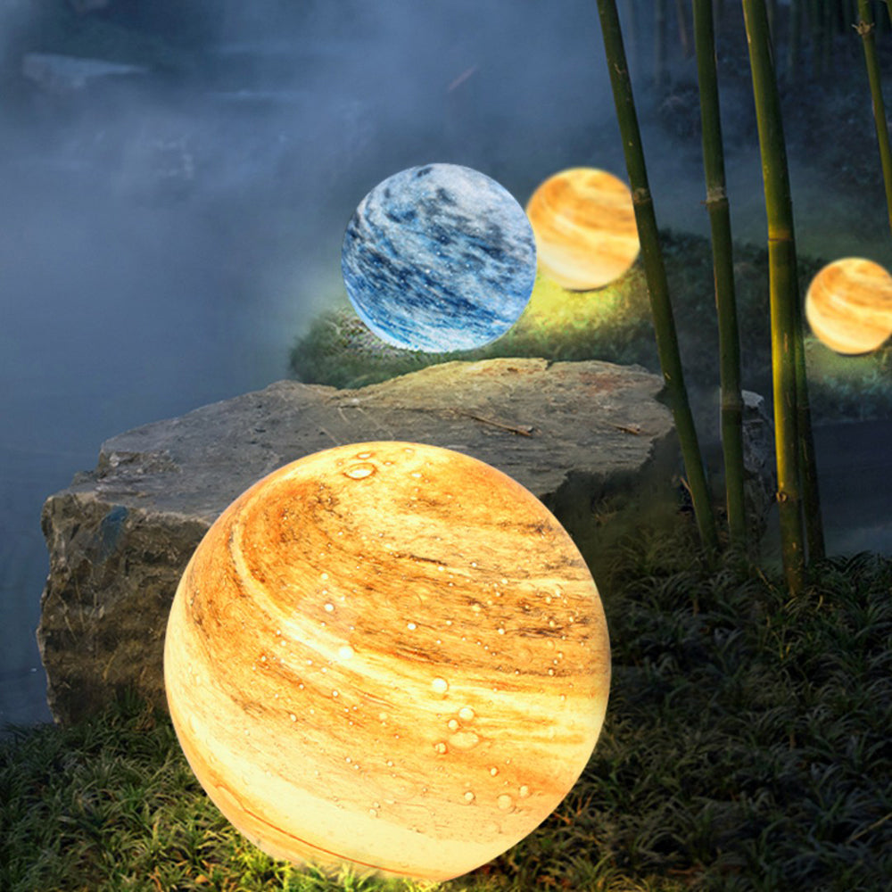 Ray Decorative Solar Planet Outdoor Ground Light, Milk Curry/Blue