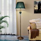 Eryn Antique Floor Lamp, Multi Colors, Metal/Fabric, Bedroom