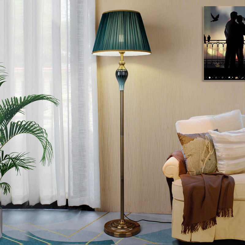 Eryn Antique Floor Lamp, Multi Colors, Metal/Fabric, Bedroom