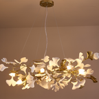 Olivia Luxury Ceramic Chandelier Large Foyer, Gingko leaf, Living Room
