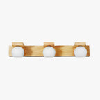 Muto Wooden Ball Mirror Front Vanity Wall Lamp, Log Color