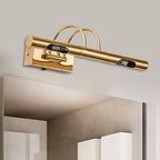 Aria Retro Cylindrical Metal Wall Lamp, Gold, Bathroom
