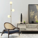 Valentina Modern Globe Brass/Glass Floor Lamp, 3 Heads