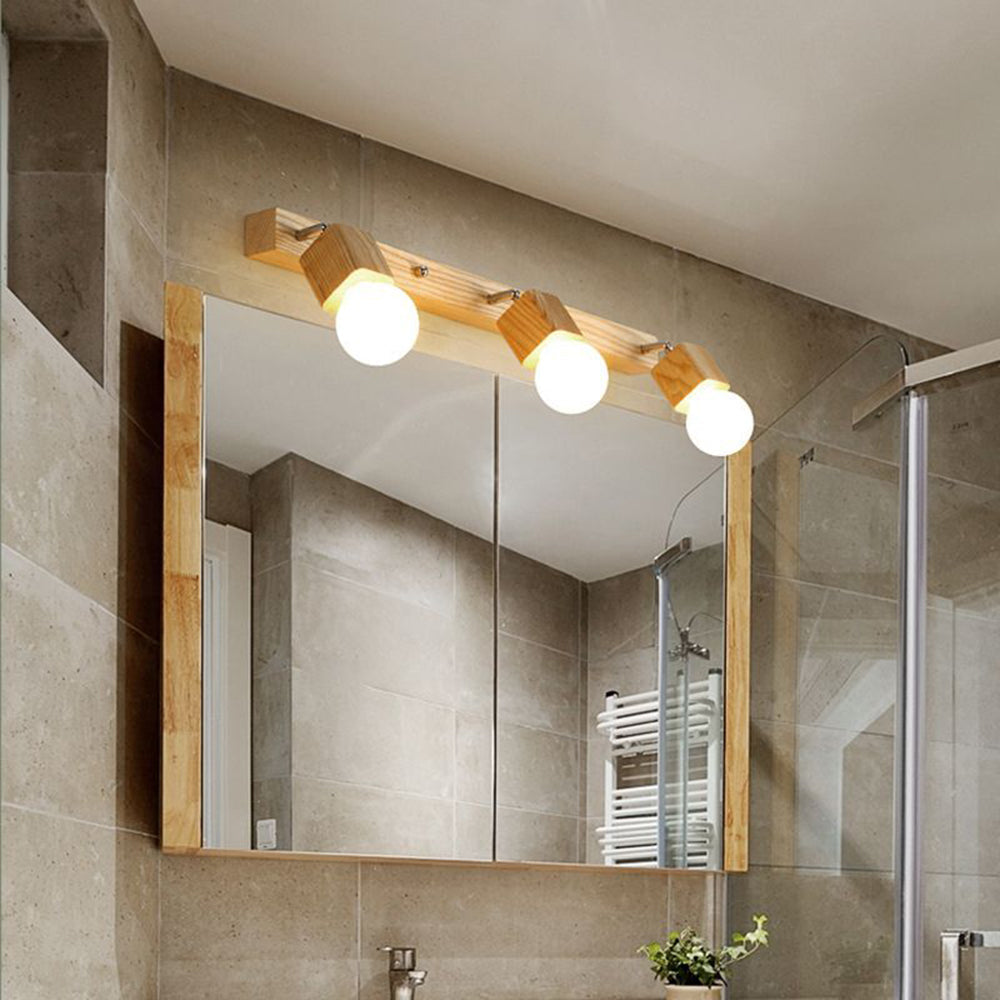 Muto Modern Square Globe Metal/Wood Wall Lamp, Vanity Light