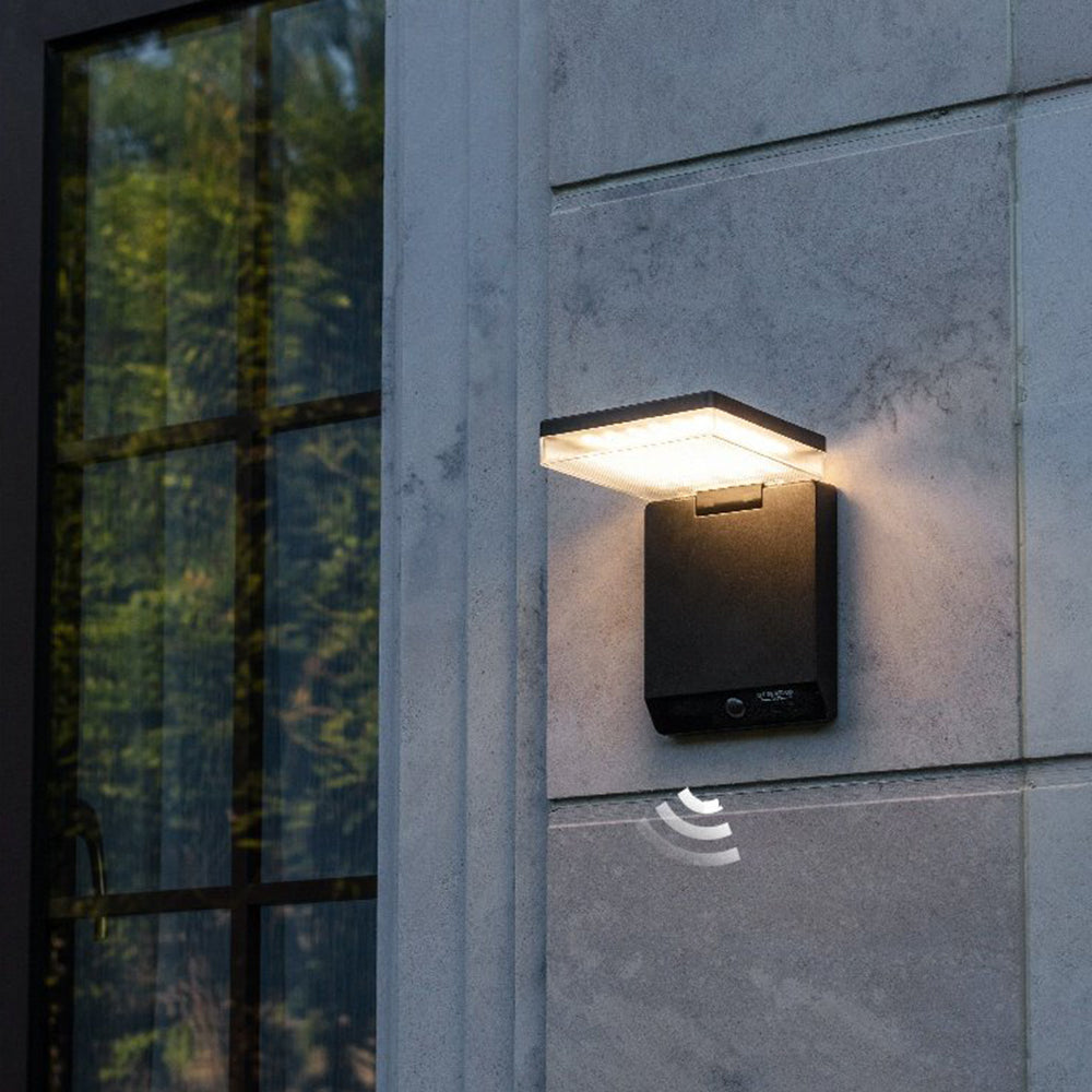 Ray Modern Minimalist Right-Angle Sensor Solar Waterproof Outdoor Wall Lamp, Black
