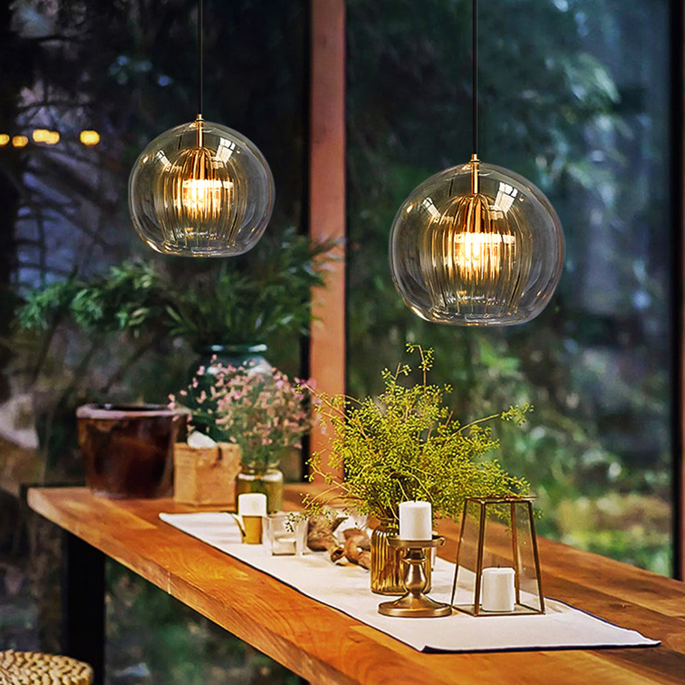 June Pendant Light Bulle Nordic Glass Transparent/Gold Living Room/Bedroom - Kingsley Beaumont
