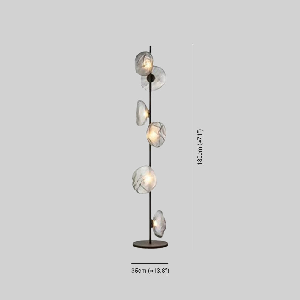 Byers Luxury Flower Metal/Glass Floor Lamp, Black/Gold/Grey