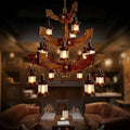 Epoch Retro 14 Lantern Wood/Metal Chandelier