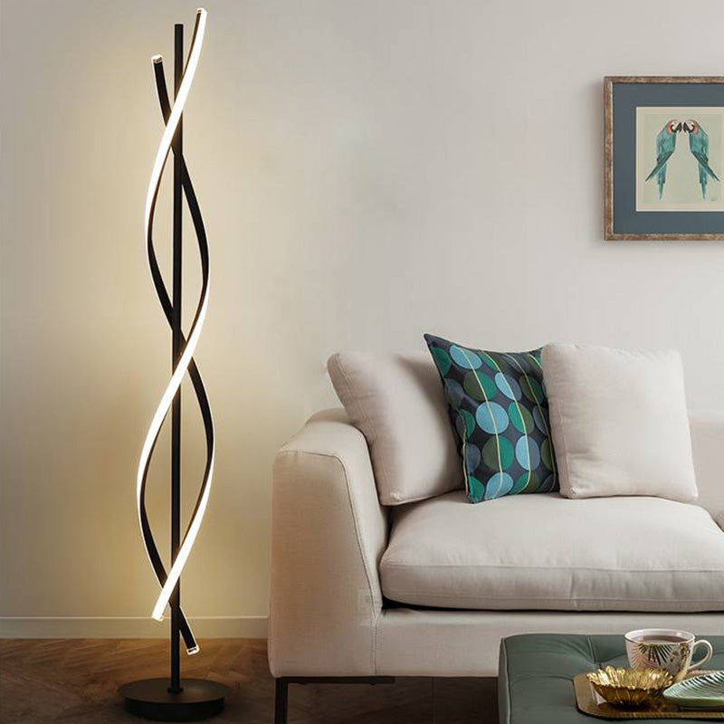 Mira Postmodern Linear Floor Lamp, Black/White