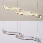 Kristy Luxury Wave Crystal/Metal Pendant Light, Silver/Gold