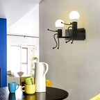 Arisha Modern Decorative Man Metal Wall Lamp, White/Black