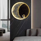 Aria Modern Astronaut Moon Metal Black Wall Lamp