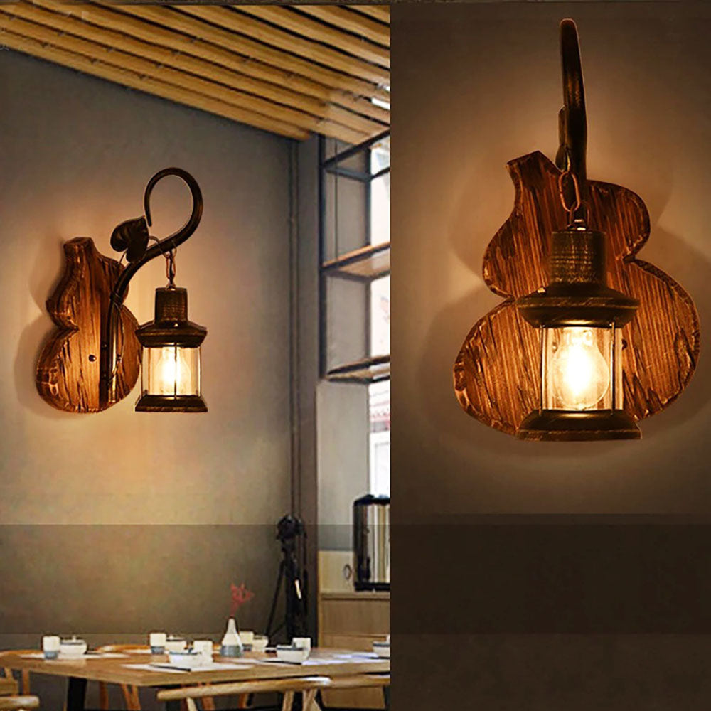Epoch Wall Lamp Cucurbits/Candle Vintage, Wood/Metal, Bedroom