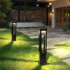 Ray Metal Rectangular Hollow Outdoor Path Light, Black