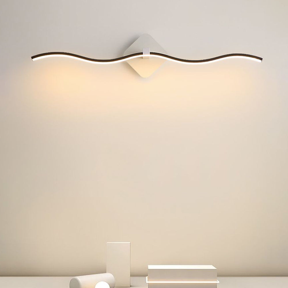 Arisha Minimalist Wave Linear Metal Wall Lamp, Black/White