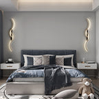 Lumor Modern Linear Wave Bedroom Wall Lamp, Black/Gold