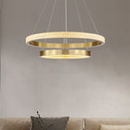 Kristy Modern Ring Metal/Arcylic LED Pendant Light, Black/Gold
