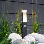 Ray Modern Metal Rectangular Outdoor Path Light With Sensor, Black
