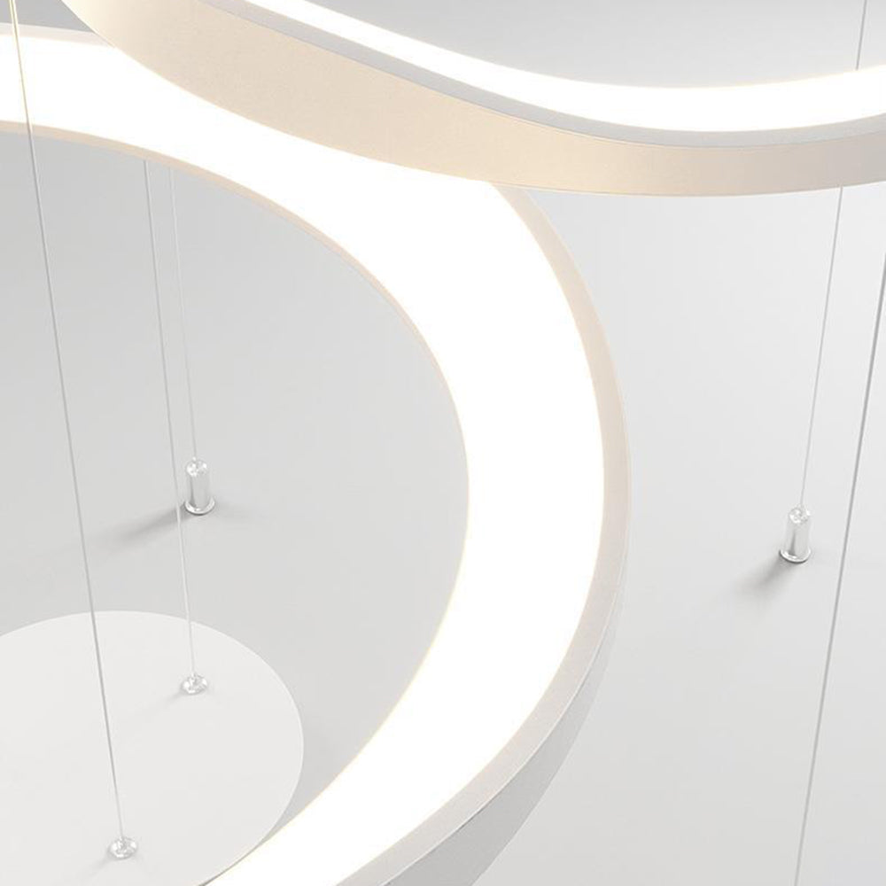Arisha Pendant Light Rond Modern,  Black/White, Dining Room