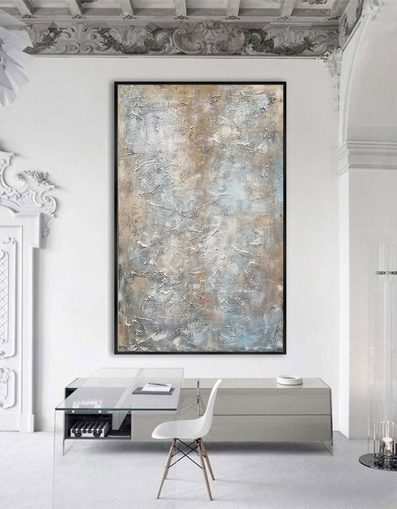 Neutral Tone Vertical Oil Painting Hand Painted