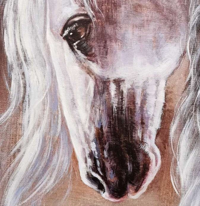 Ethereal White Horse Oil Painting