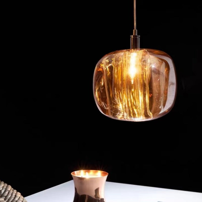 Valentina Modern Bubble Glass LED Pendant Light, Amber/Clear/Gray
