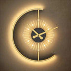Arisha Modern Clock Metal/ LED Wall Lamp, Black/Gold