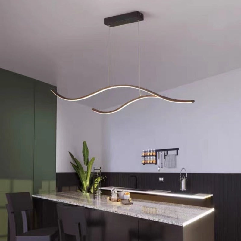 Arisha Curved Linear Pendant Light, Black/Gold